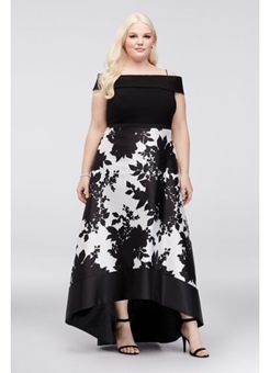 Picture of Black & White Off Shoulder Ball Gown